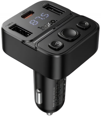 FM Bluetooth modulator HOCO E87, 2 x USB-A - 1 x USB-C