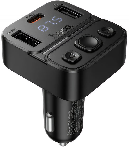 FM Bluetooth modulator HOCO E87, 2 x USB-A - 1 x USB-C
