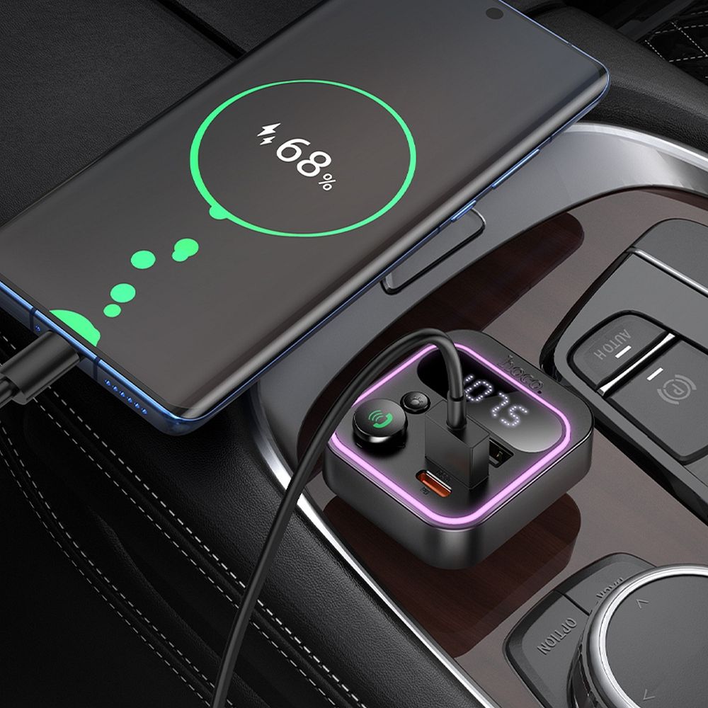 FM Bluetooth modulator HOCO E85, 2 x USB-A - 1 x USB-C