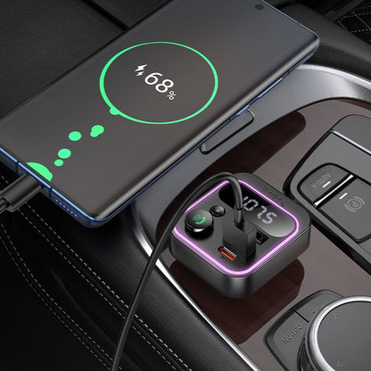 FM Bluetooth modulator HOCO E85, 2 x USB-A - 1 x USB-C