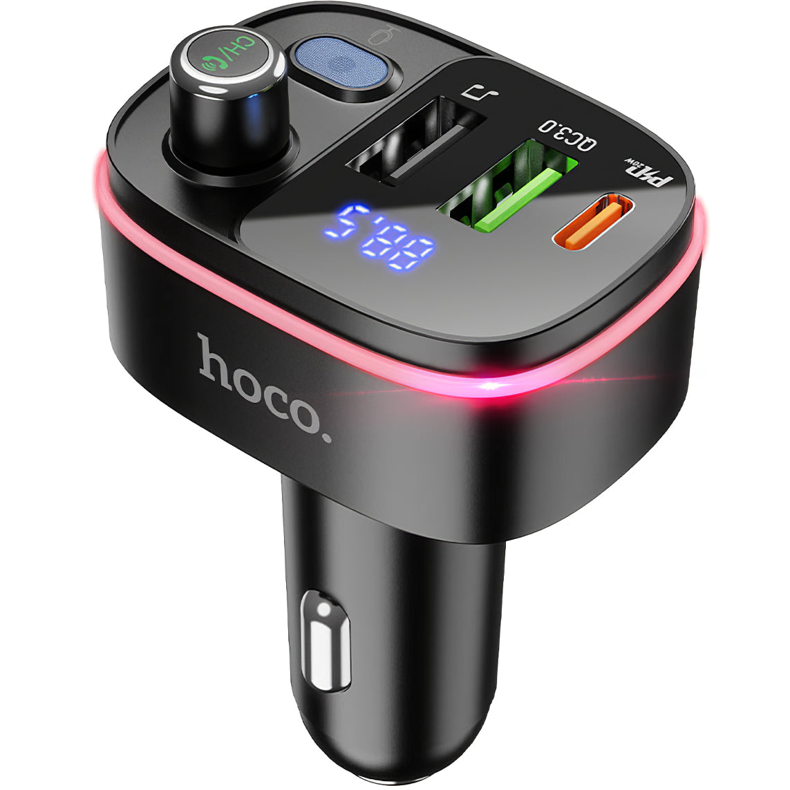 FM Bluetooth modulator HOCO E62 Fast, 2 x USB-A - 1 x USB-C