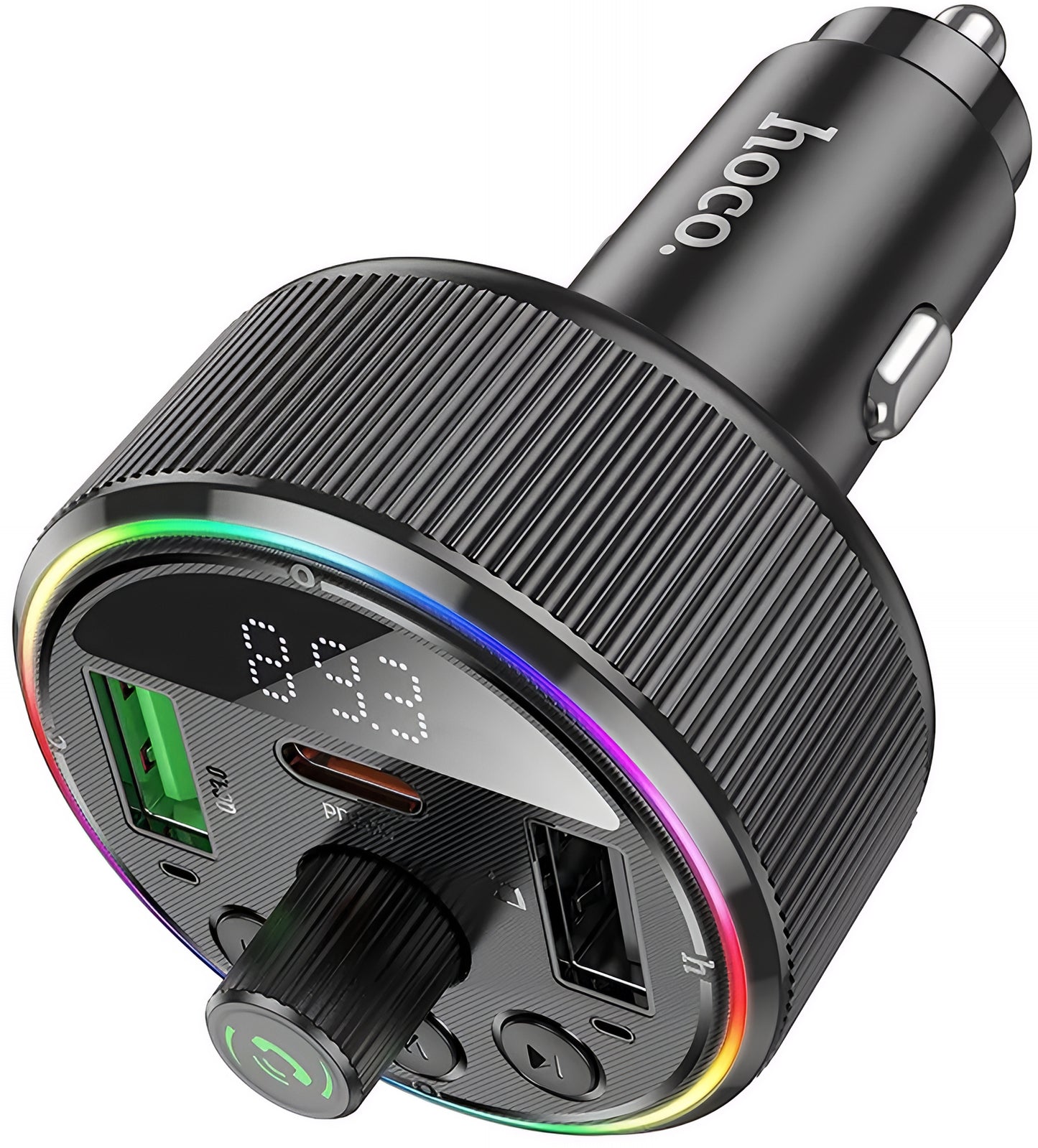 FM Bluetooth modulator HOCO E82, 2 x USB-A - 1 x USB-C