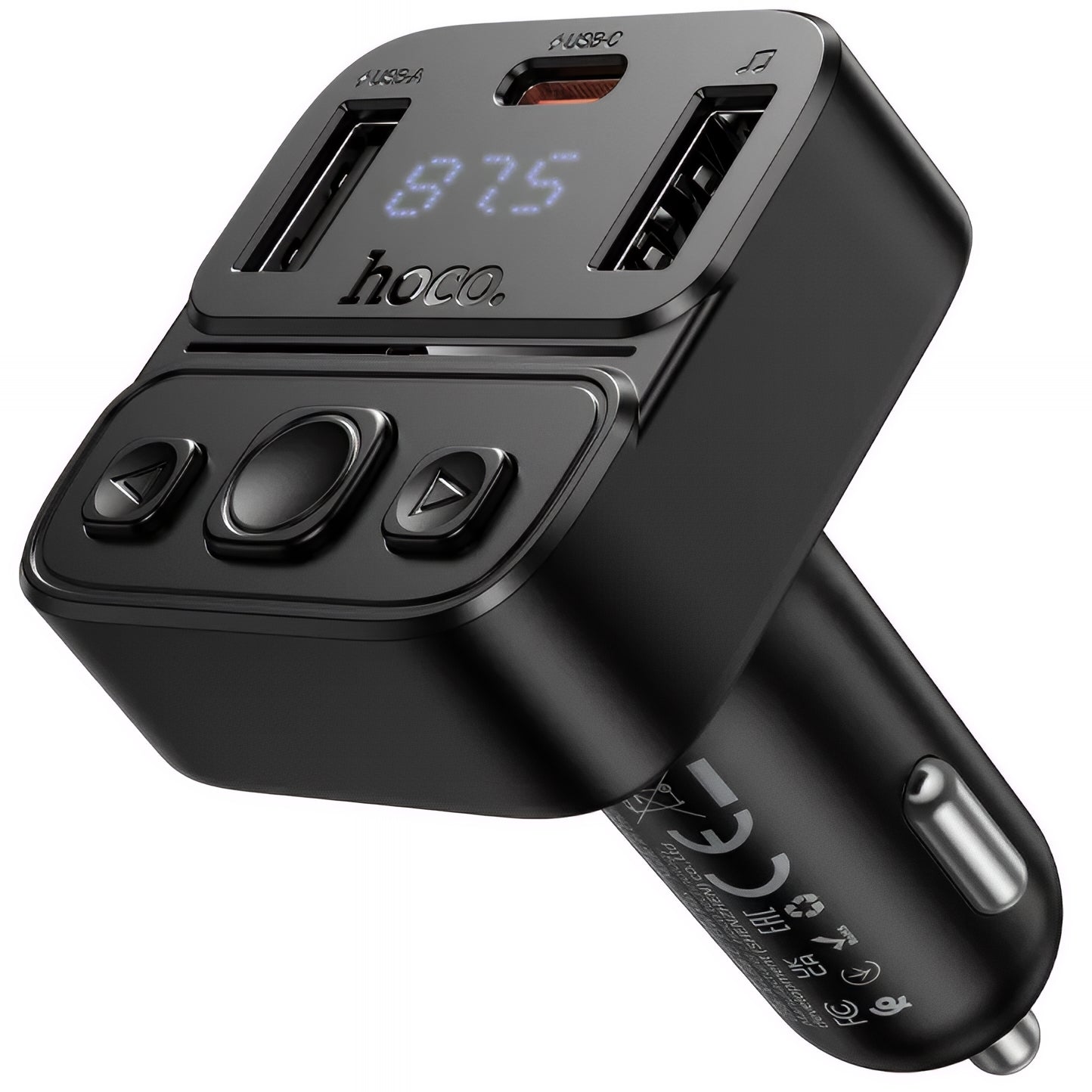 FM Bluetooth modulator HOCO E87, 2 x USB-A - 1 x USB-C