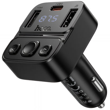 FM Bluetooth modulator HOCO E87, 2 x USB-A - 1 x USB-C