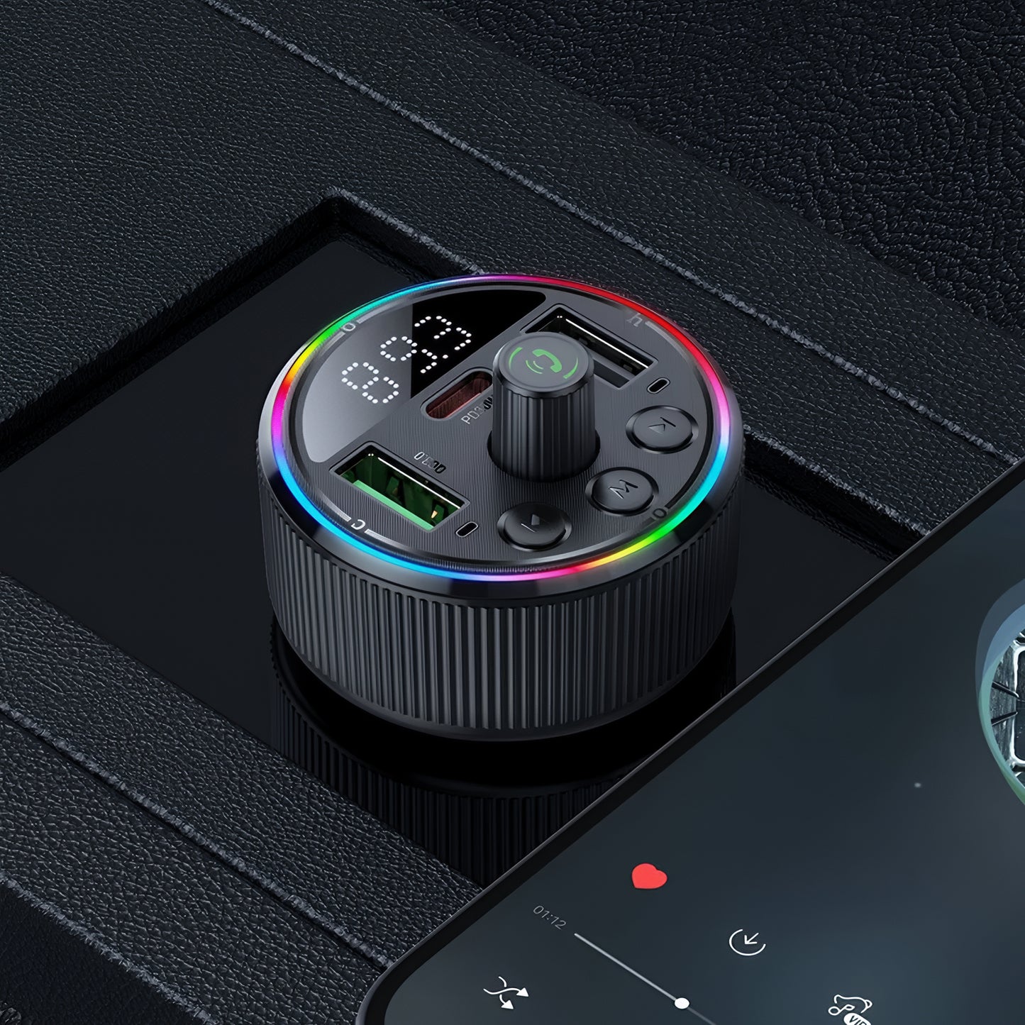 FM Bluetooth modulator HOCO E82, 2 x USB-A - 1 x USB-C