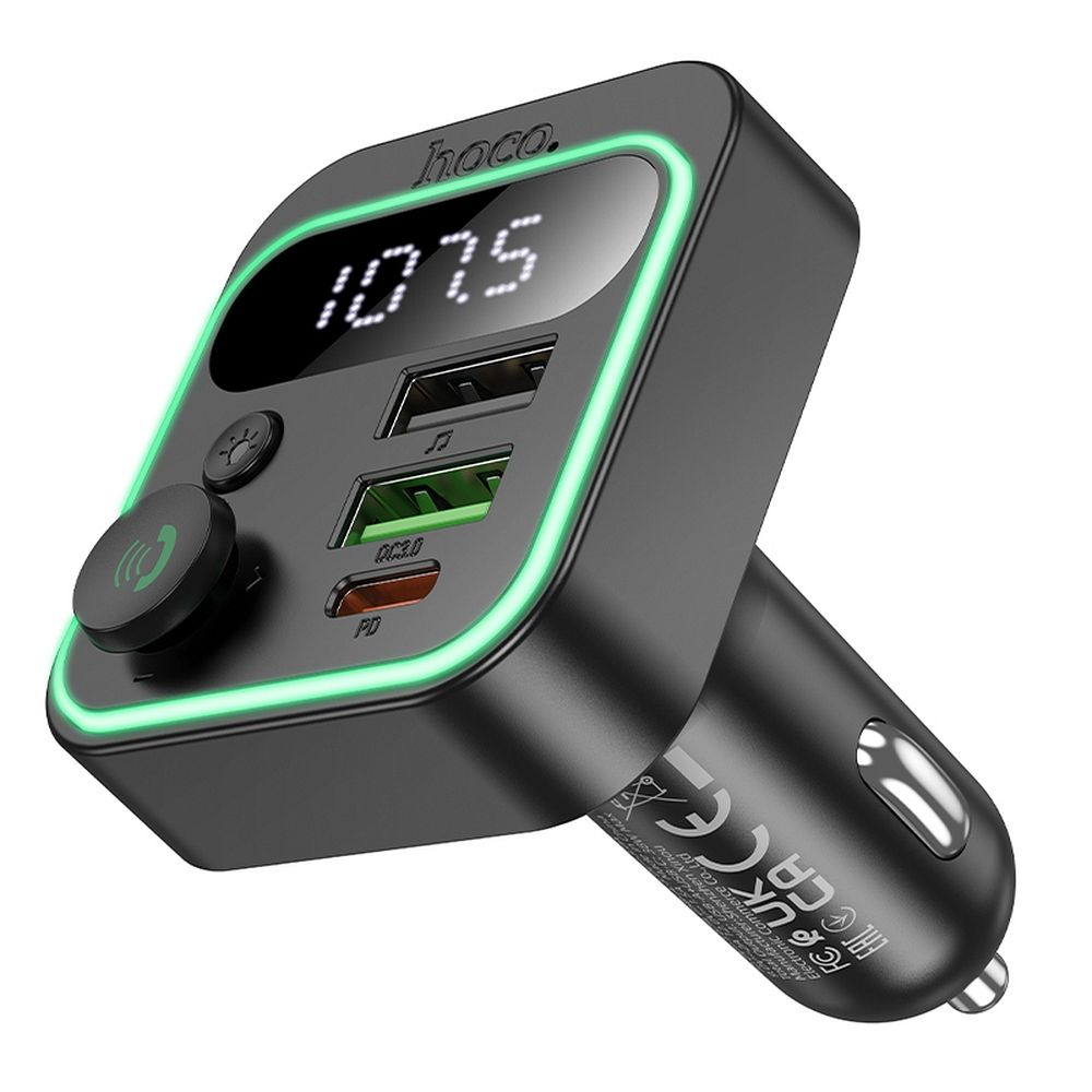 FM Bluetooth modulator HOCO E85, 2 x USB-A - 1 x USB-C