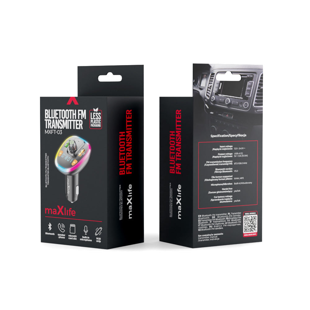 FM Bluetooth modulator MaXlife MXFT-03, 2 x USB-A