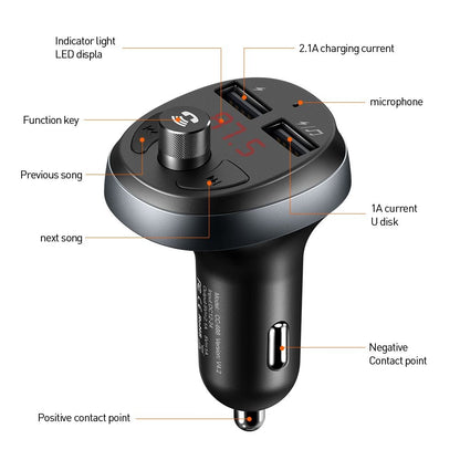 FM Bluetooth modulator McDodo, 2 x USB-A