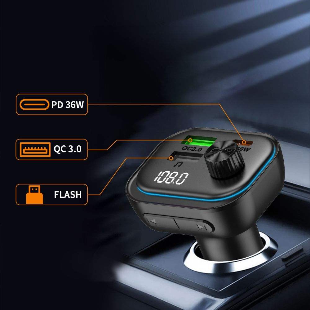FM Bluetooth modulator Tech-Protect CC07, 2 x USB-A - 1 x USB-C