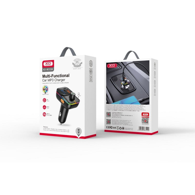 FM Bluetooth modulator XO Design BCC09, 2 x USB-A - 1 x USB-C - 1 x microSD