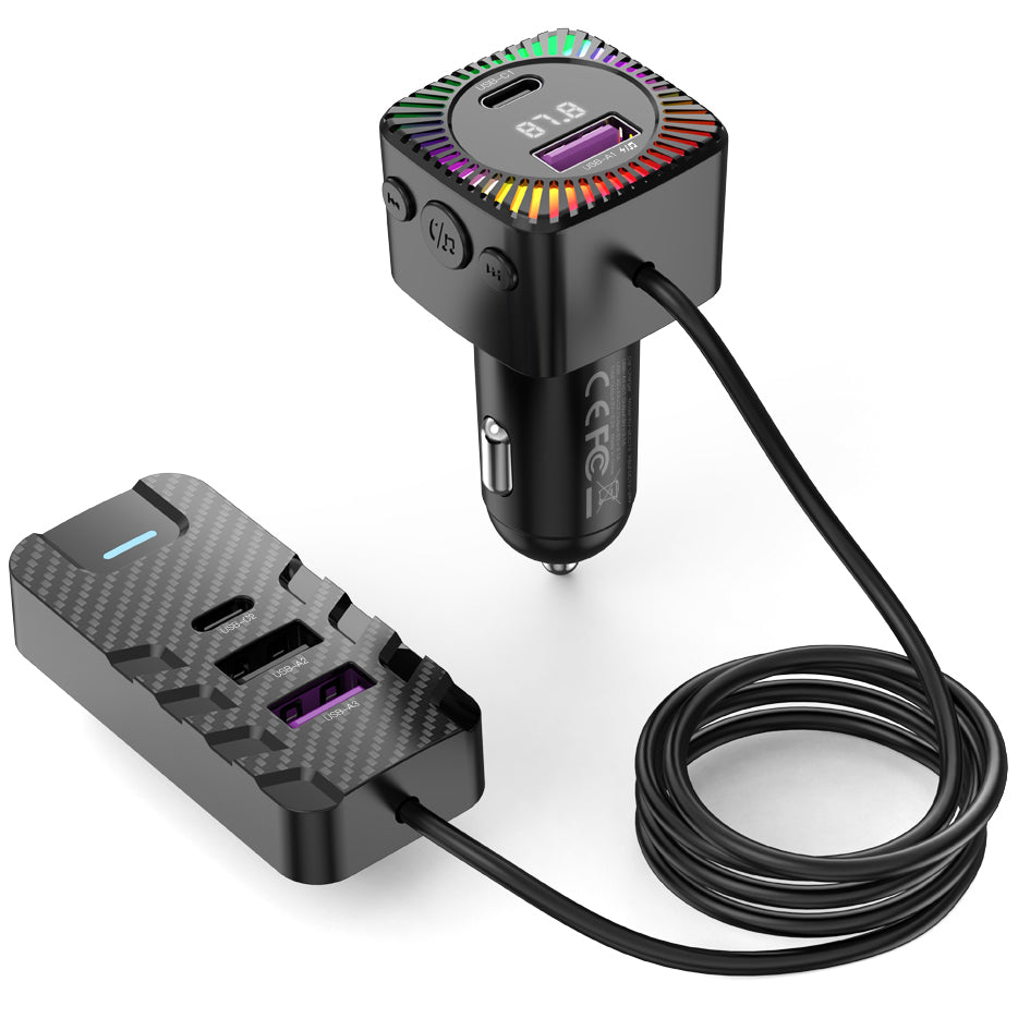 FM Bluetooth modulator XO Design BCC13, 2 x USB-C - 3 x USB-A