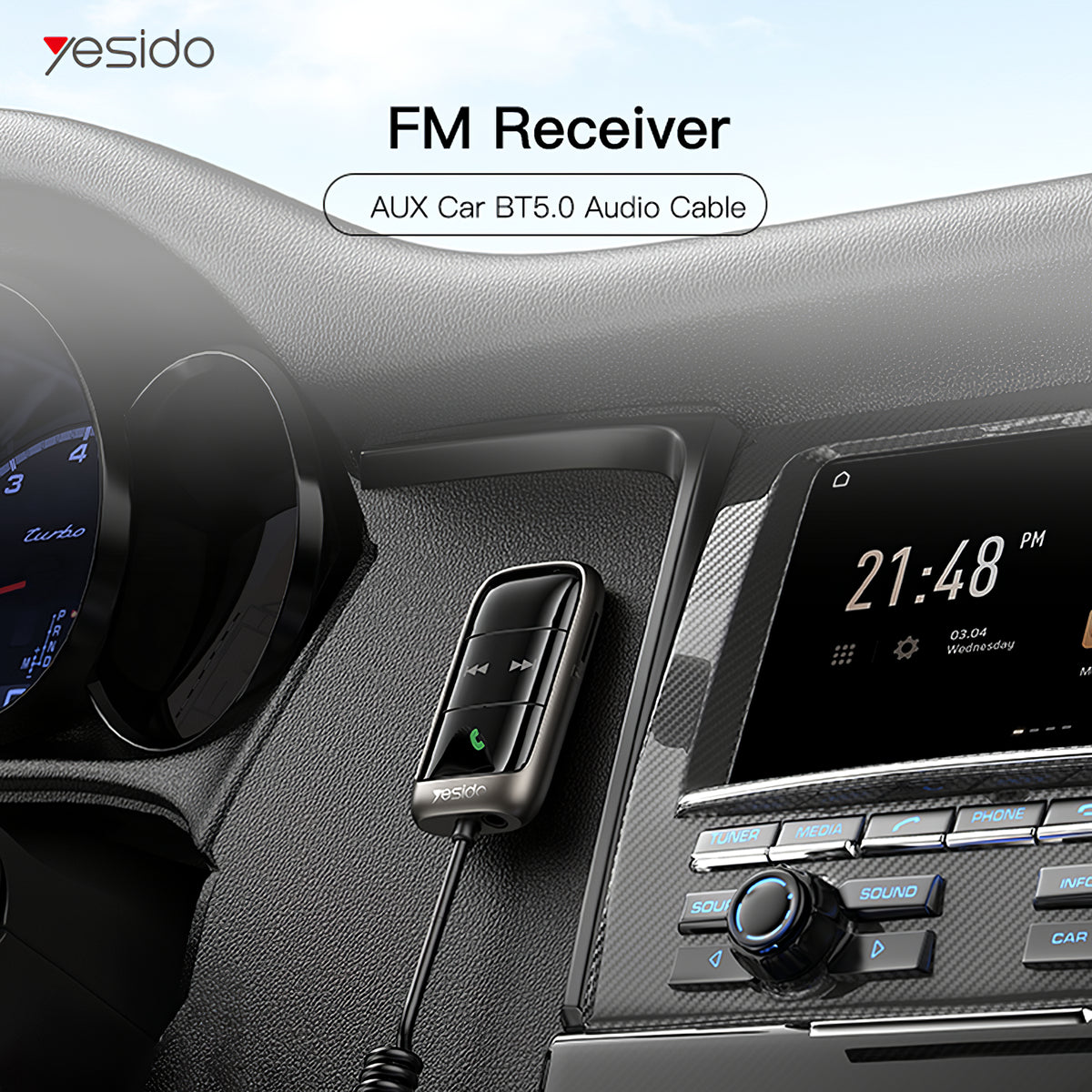 FM Bluetooth modulator Yesido YAU32, 1 x 3.5mm - 1 x microSD