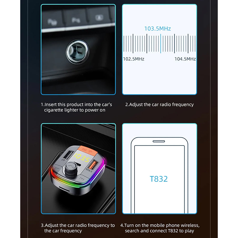 Modulator FM Bluetooth Yesido Y45, 2 x USB-A - 1 x USB-C - 1 x microSD