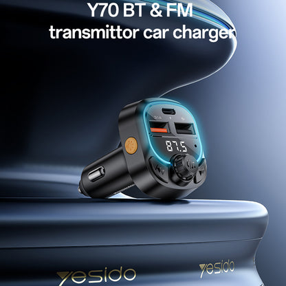 FM Bluetooth modulator Yesido Y70, 2 x USB-A - 1 x USB-C
