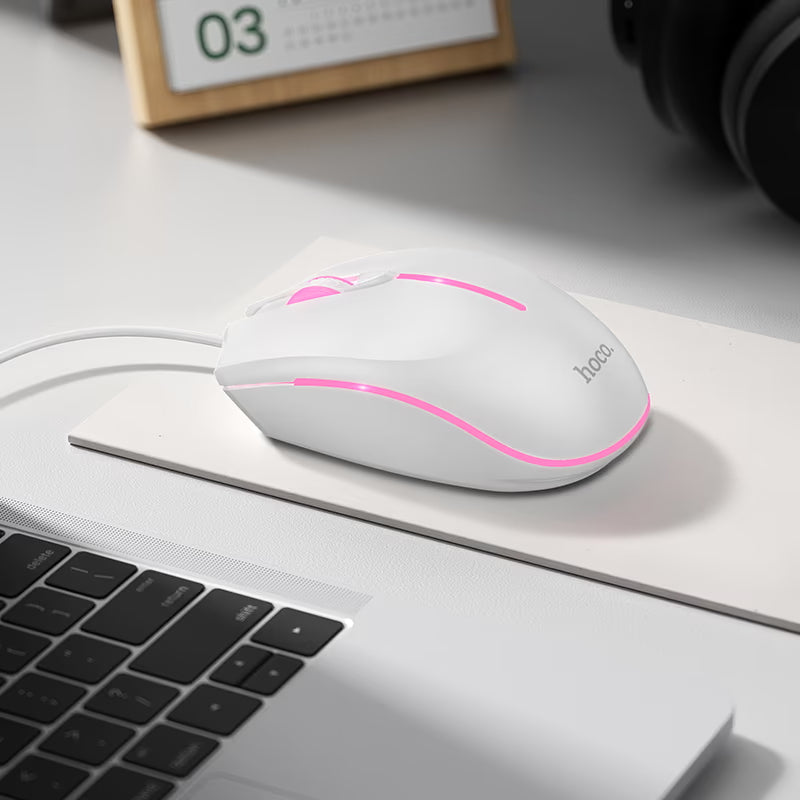 Gaming miš s kabelom USB HOCO GM37, RGB, 2400DPI, Bijela
