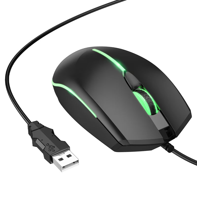 Gaming miš s kabelom USB HOCO GM37, RGB, 2400DPI, Crna