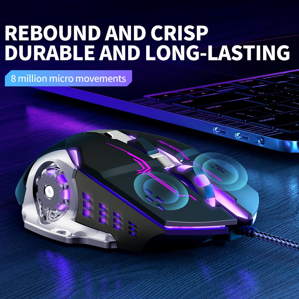 Gaming miš s kabelom USB XO Design M10, RGB, 3200DPI, Crna