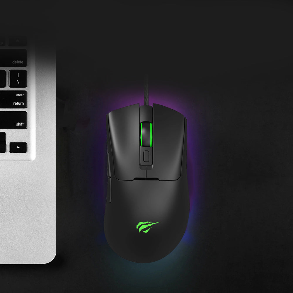 Gaming miš s kabelom USB HAVIT MS966, RGB, 800DPI - 12000DPI, 1.6m, Crni
