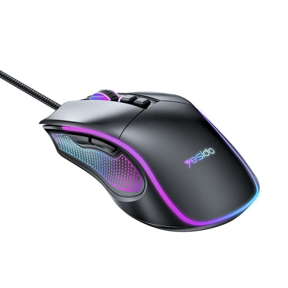 Gaming miš s kabelom USB Yesido KB20, RGB, 1000DPI - 7200DPI, Crni
