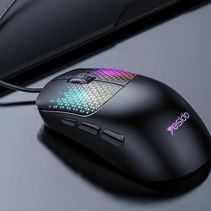 Gaming miš s kabelom USB Yesido KB32, RGB, 7200DPI, Crni