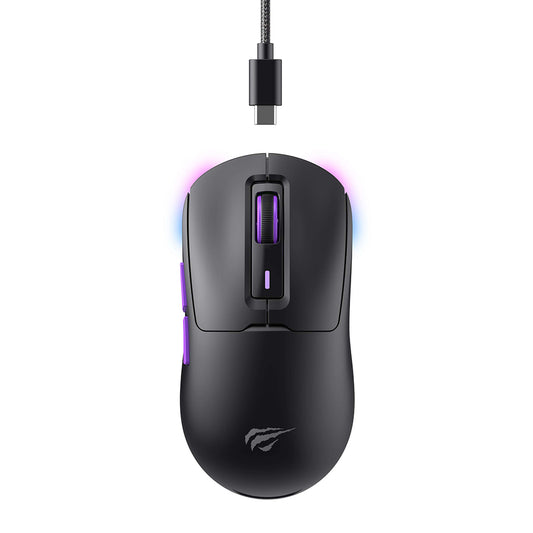 Bežični gaming miš HAVIT MS969WB, RGB, 1000DPI - 16000DPI, BT / Wi-Fi / Žičani, Crni