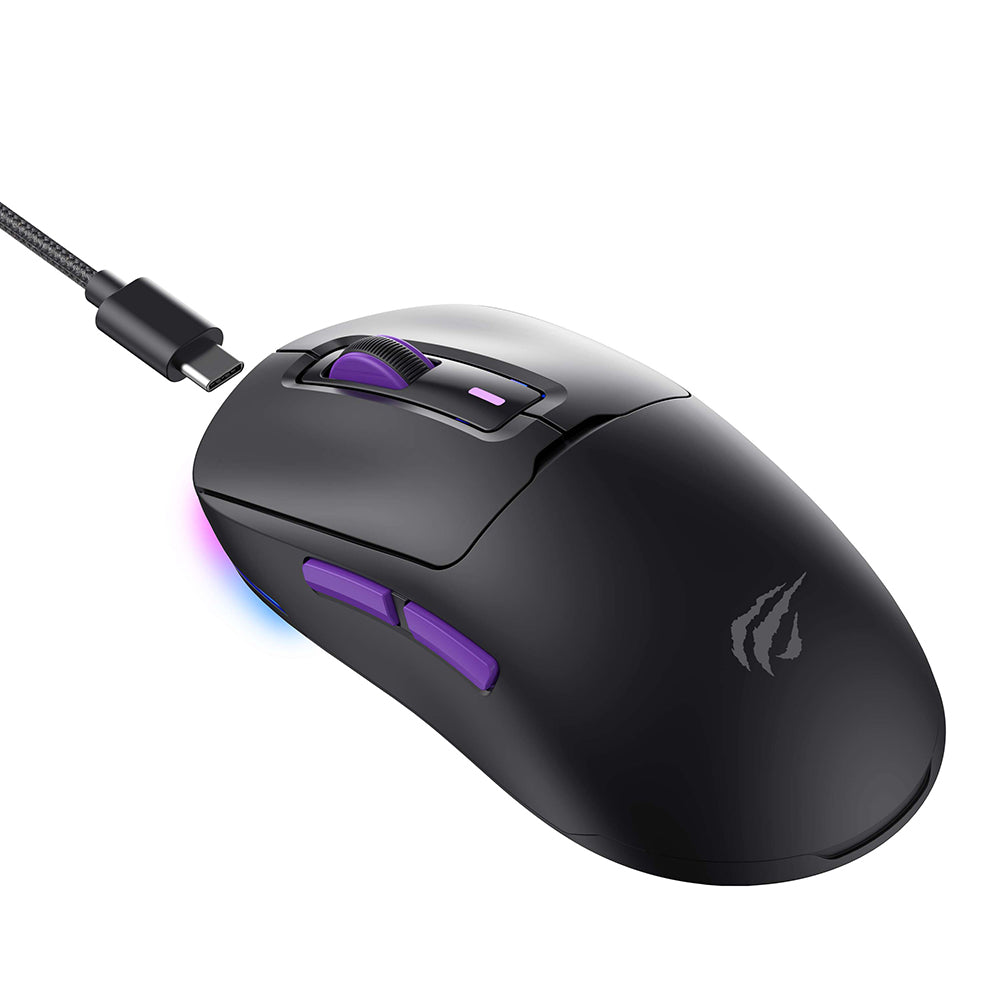 Bežični gaming miš HAVIT MS969WB, RGB, 1000DPI - 16000DPI, BT / Wi-Fi / Žičani, Crni