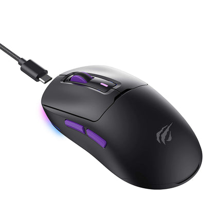 Bežični gaming miš HAVIT MS969WB, RGB, 1000DPI - 16000DPI, BT / Wi-Fi / Žičani, Crni