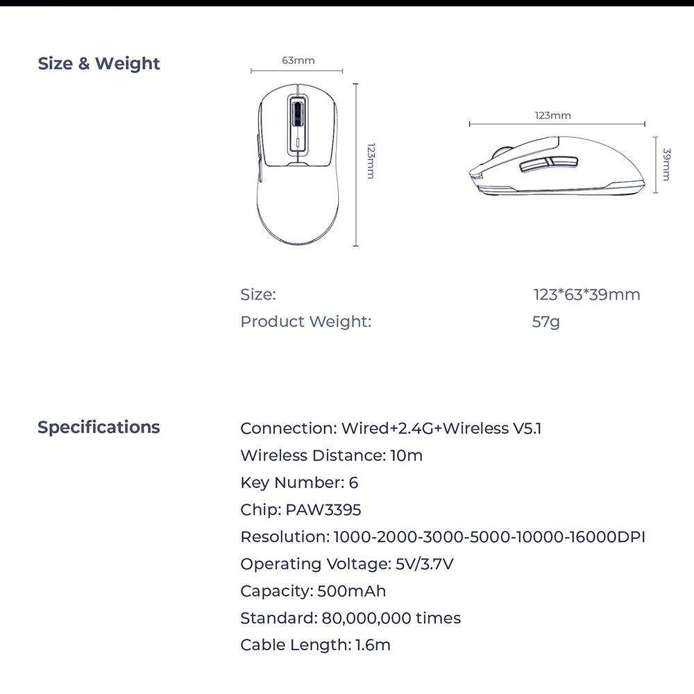 Bežični gaming miš HAVIT MS969WB, RGB, 1000DPI - 16000DPI, Crni