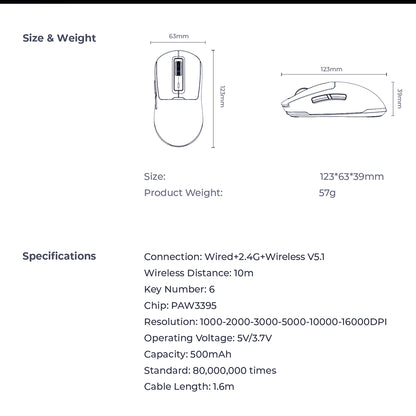Bežični gaming miš HAVIT MS969WB, RGB, 1000DPI - 16000DPI, Crni