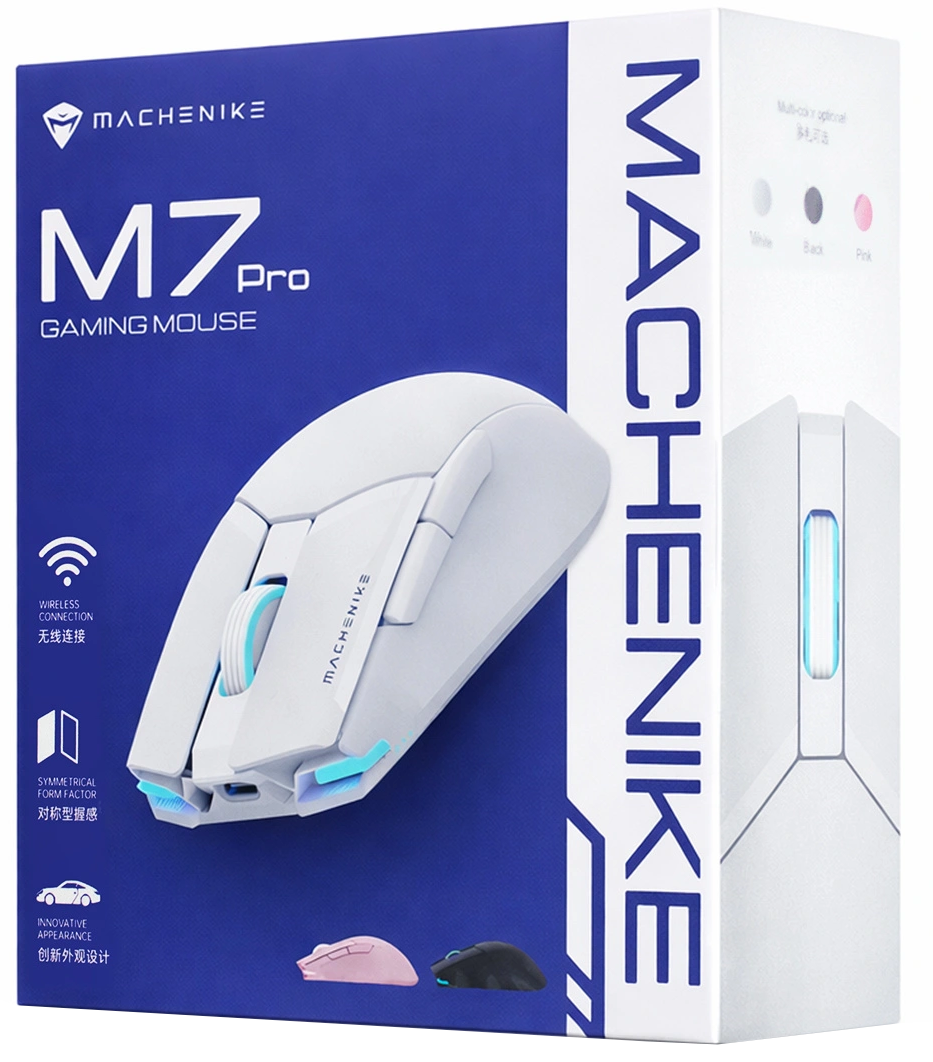 Bežični gaming miš Machenike M7 Pro, RGB, 1000 DPI – 26000 DPI, bijeli