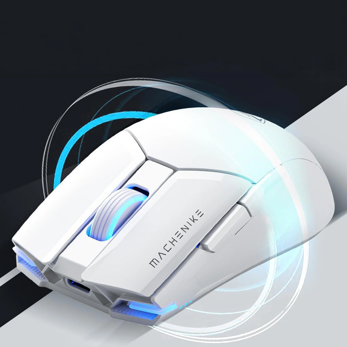 Bežični gaming miš Machenike M7 Pro, RGB, 1000 DPI – 26000 DPI, bijeli