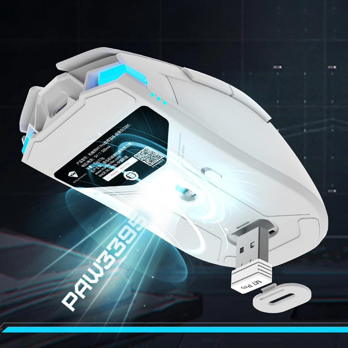 Bežični gaming miš Machenike M7 Pro, RGB, 1000 DPI – 26000 DPI, bijeli