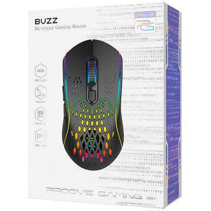 Bežični gaming miš Proove Buzz, RGB, 800DPI - 4800DPI, Crni WMBU00022401