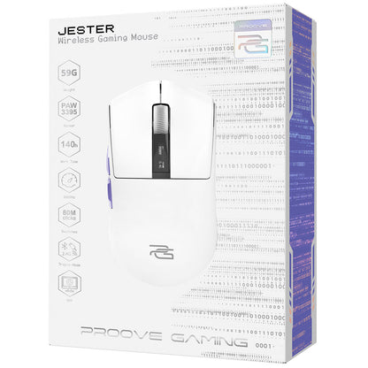 Bežični gaming miš Proove Jester, 800DPI - 26000DPI, OLED zaslon, Bijeli WMJS00022002