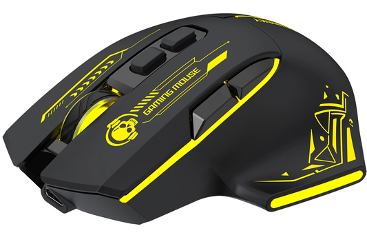 Wireless Gaming Mouse WZK WMGB-1181, 3200DPI, Crno Žuta