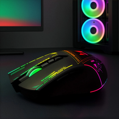 Bežični gaming miš WZK WMGB-3200, 3200DPI, RGB, Crni