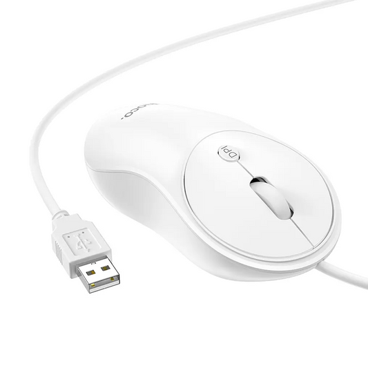 Miš s kabelom USB HOCO GM13, 1600DPI, Bijela