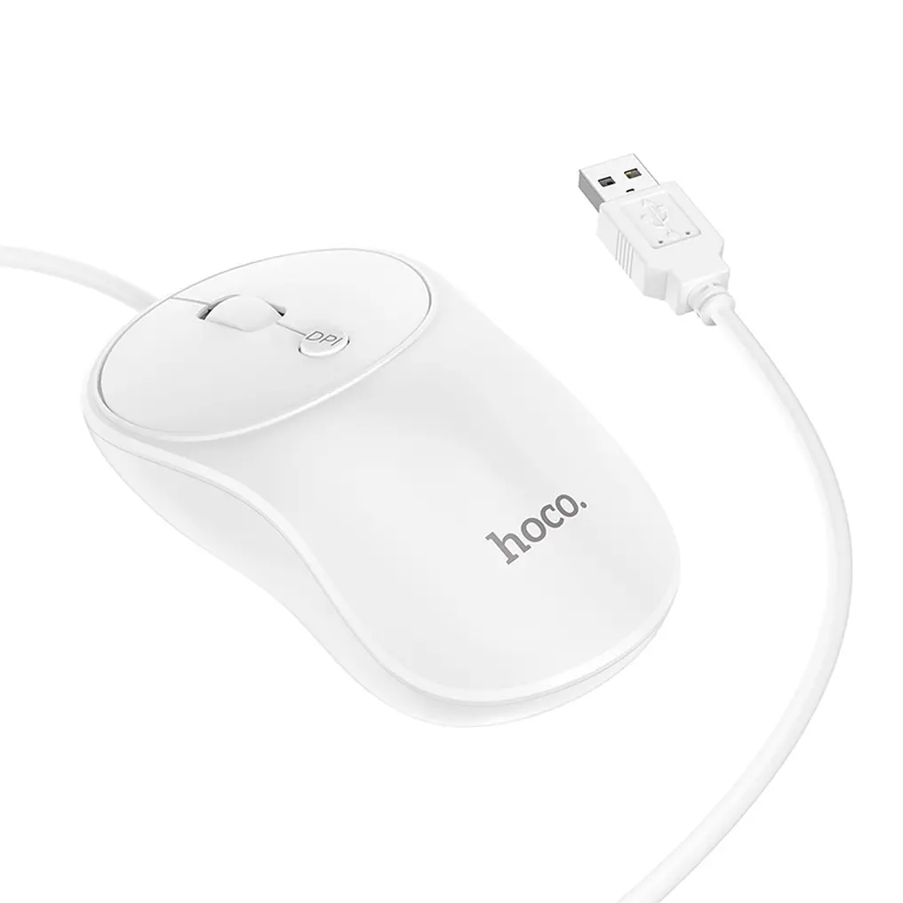 Miš s kabelom USB HOCO GM13, 1600DPI, Bijela