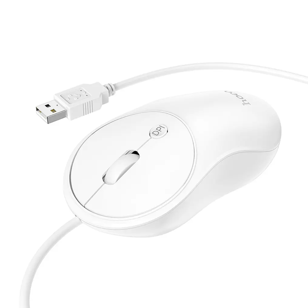 Miš s kabelom USB HOCO GM13, 1600DPI, Bijela