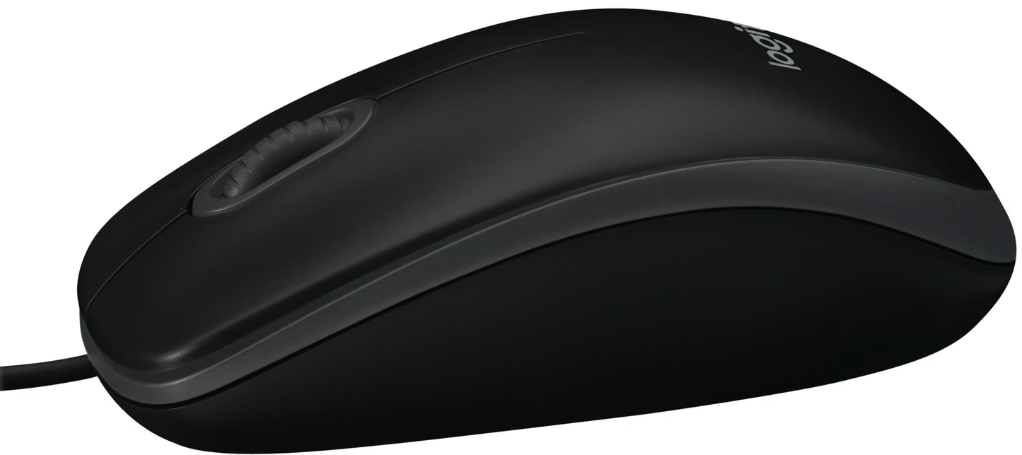 Miš s kabelom USB Logitech B100, 1000DPI, Crni 910-003357