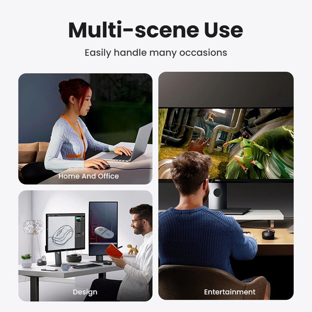 Miš s kabelom USB UGREEN MU007, 1200DPI, 1.5m, Crni