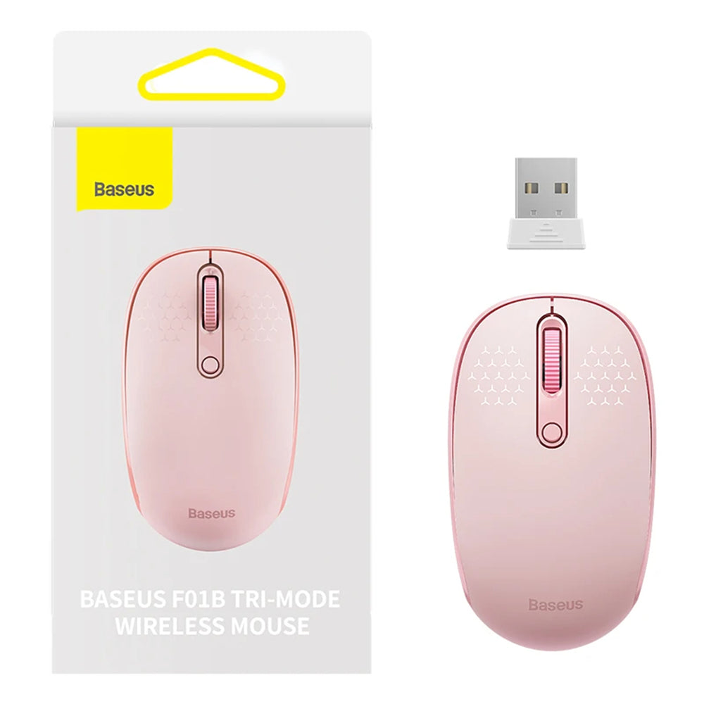 Bežični miš Baseus F01B Tri-Mode, 1600DPI, BT / Wi-Fi, Roza B01055503413-00