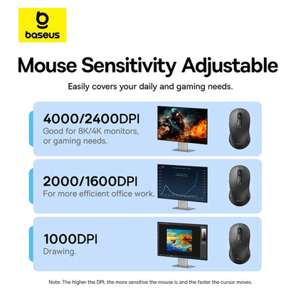 Bežični miš Baseus F02, 4000DPI, BT / Wi-Fi, crni B01055505111-01