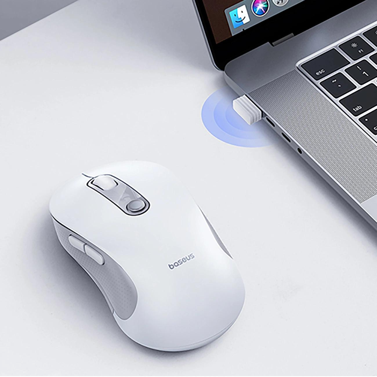 Bežični miš Baseus F02, 1600DPI, BT / Wi-Fi, Bijeli B0203302