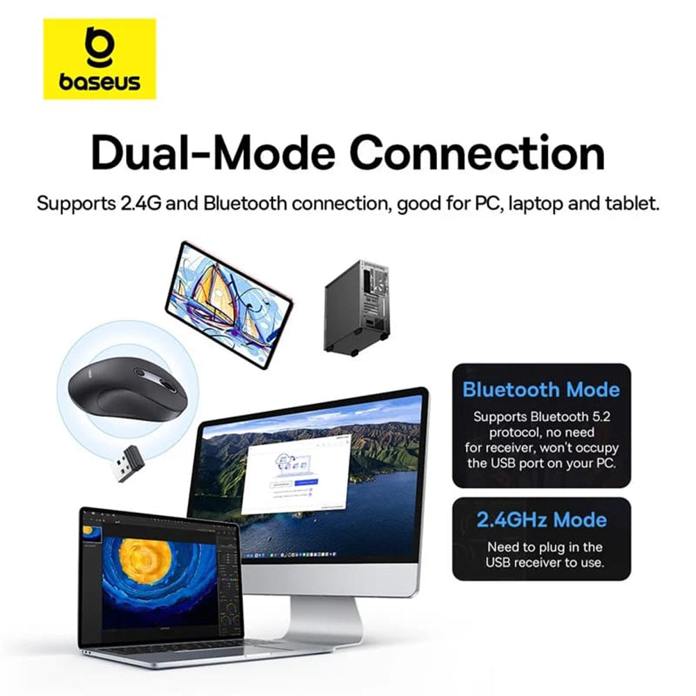 Bežični miš Baseus F02, 4000DPI, BT / Wi-Fi, crni B01055505111-01