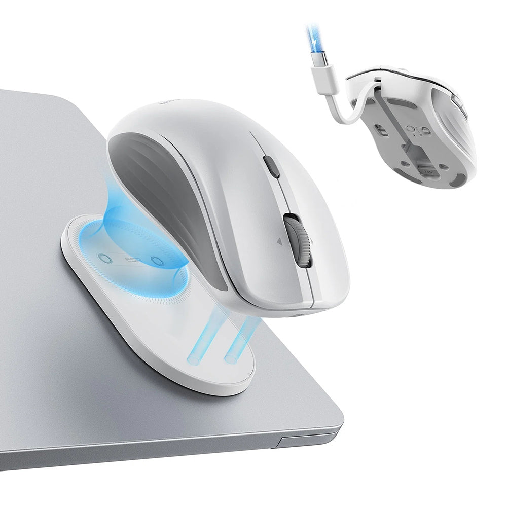 Bežični miš ESR MagMouse, 800DPI - 4800DPI, BT / Wi-Fi, Bijeli