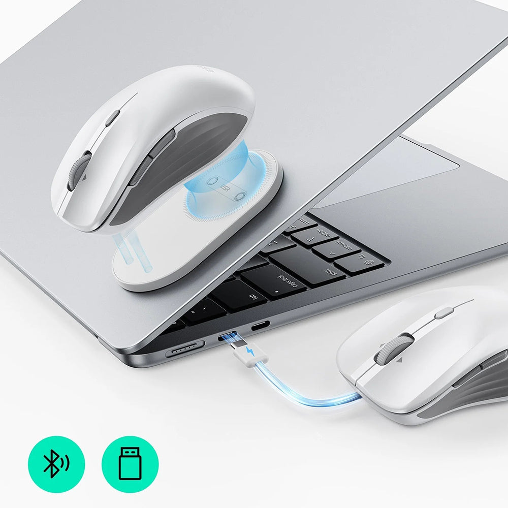 Bežični miš ESR MagMouse, 800DPI - 4800DPI, BT / Wi-Fi, Bijeli