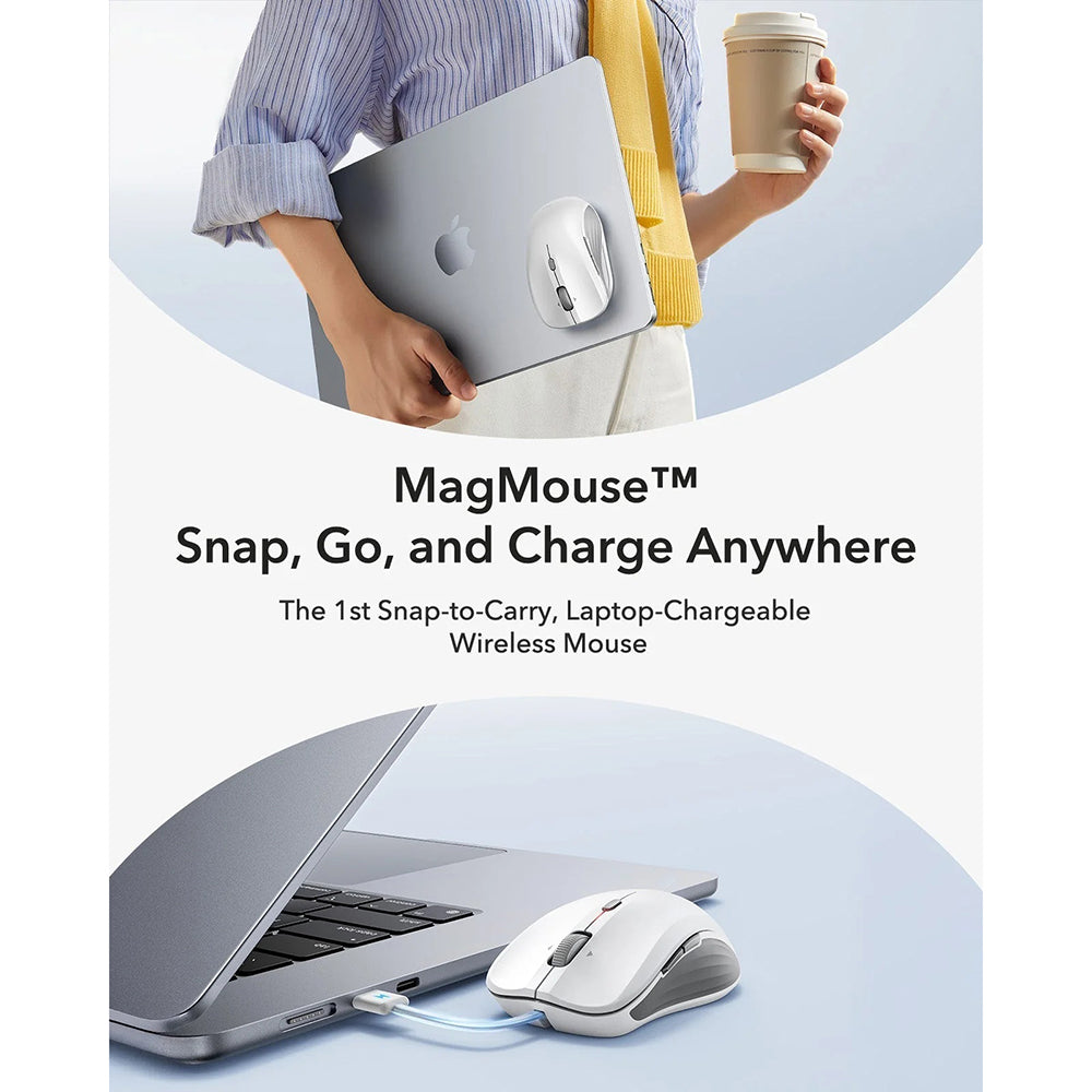 Bežični miš ESR MagMouse, 800DPI - 4800DPI, Bijeli