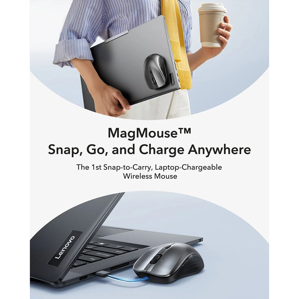 Bežični miš ESR MagMouse, 800DPI - 4800DPI, Sivi