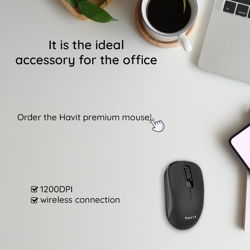 Bežični miš HAVIT MS626GT, 1200DPI, Crno Sivi